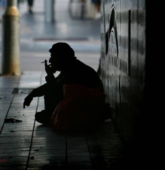 GENERIC HOMELESS / BEGGING. a homeless man begging in the underpass street near Parramatta railway station. Parramatta, Sydney, NSW. Today 21st November, 2006. SMH. NEWS. Photo by KATE GERAGHTY