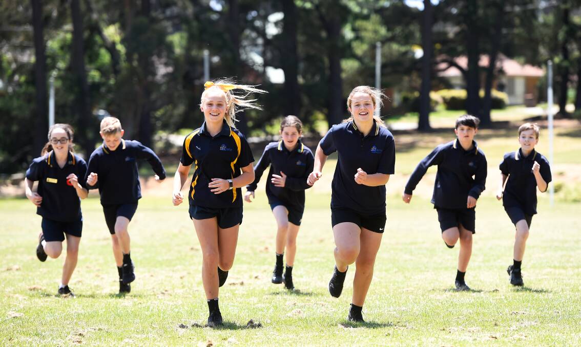 RUNNING START: Maggie and Emmerson are leading the pack at Black Hill primary with a boost in school spirit to Run For A Cause. Picture: Adam Trafford