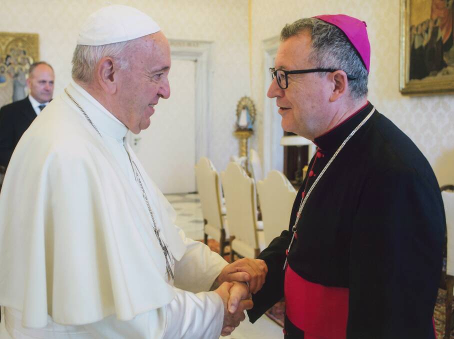 APPOINTMENT: Head of the Catholic Church, Pope Francis, with the Catholic Bishop of Cathurst, Michael McKenna. Photo: THE VATICAN