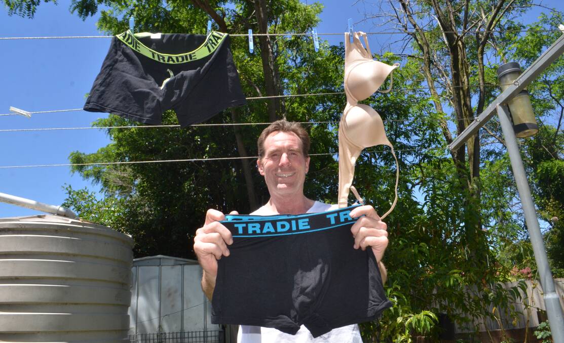 Stephen Wright woke to find about a dozen pair his family's underpants had been stolen from their clothesline. Picture by Riley Krause.