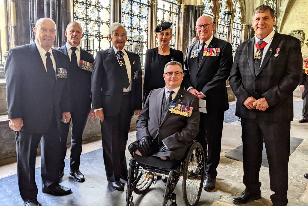 Allan Sparkes (second from the right) was invited to attend the funeral for Queen Elizabeth II, alongside other recipients of prestigious honours. Picture supplied.