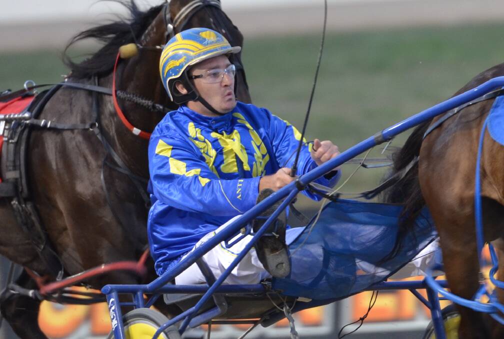 ONE TO WATCH: Anthony Frisby has the drive on He Aint Fakin for the NSW Breeders Challenge Regional Heat at Bathurst Paceway on Wednesday.
