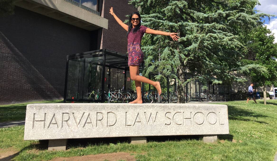 Gilgandra girl: Lawyer for Legal Aid NSW Teela Reid visiting Harvard Law School.  Photo: Contributed