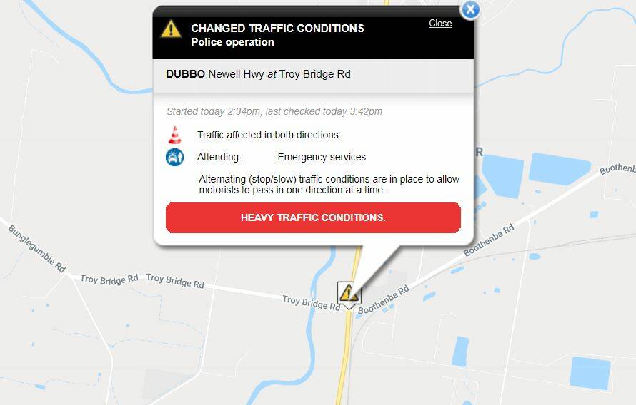 UPDATE: Newell Highway traffic no longer affected at Troy Bridge Road