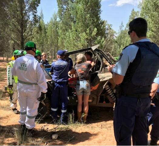 RESCUE: It took two hours for emergency services to free the man from the all-terrain vehicle after a tree branch speared his leg. Photo: Orana Mid-Western Police District