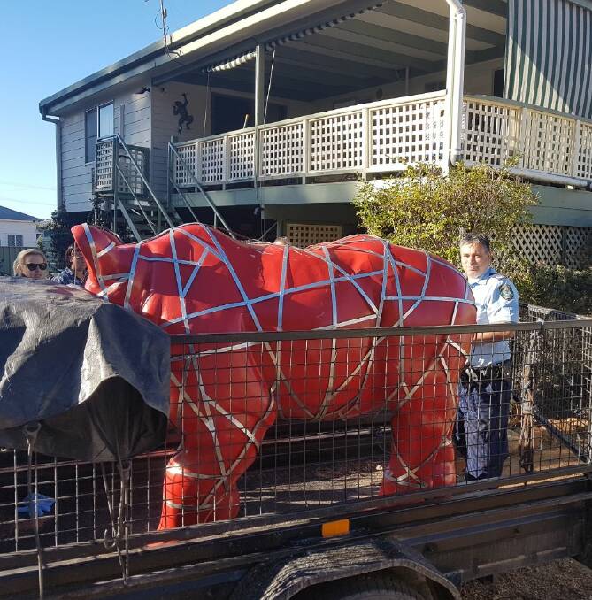 RHINO RESCUE: Dubbo rhino statue found by police, two people charged