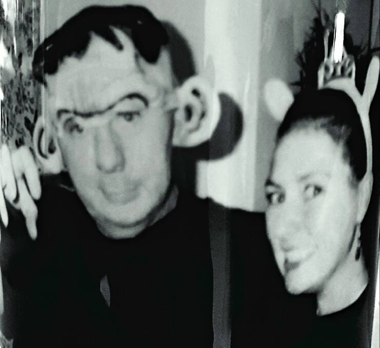 Honouring tradition: Sarah Drake celebrating Halloween with her father. Photo: Contributed 