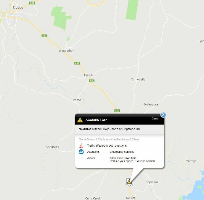 Crash south of Wellington, Mitchell Highway traffic affected