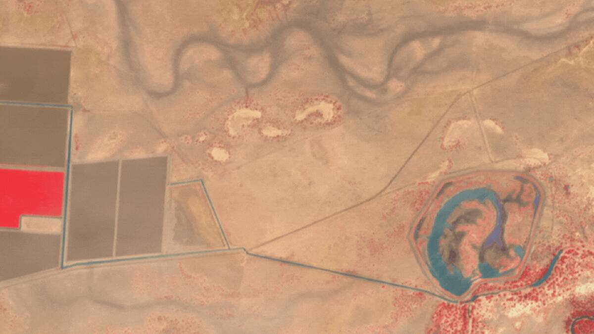 Satellite image of the Brewarrina dam.