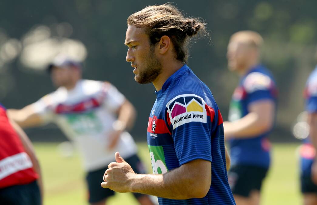 WORKING: Bayden Searle has been training alongside the Knights' NRL side so far this pre-season. Photo: NEWCASTLE KNIGHTS