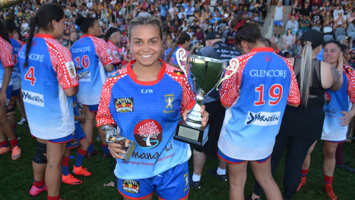 Rikka Lamb pictured after winning the Koori Knockout with the Newcastle Yowies in 2018, when she was first with Dubbo CYMS. File picture