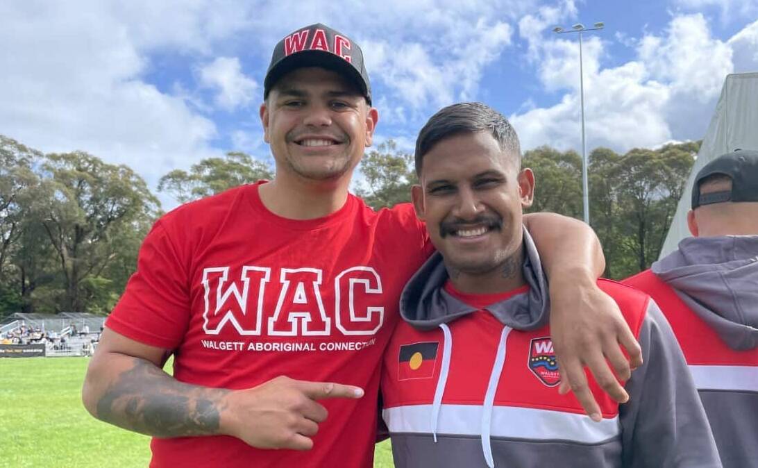 Latrell Mitchell (left) and Ben Barba have added some real star power to the Walgett Aboriginal Connection lineup at this year's Koori Knockout. Picture by Jodan Perry/NITV