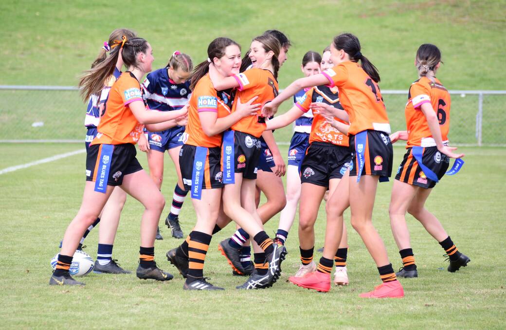 STRENGTH: Nyngan league tag players celebrate on junior league grand final day, where the club was again heavily represented. Photo: AMY McINTYRE