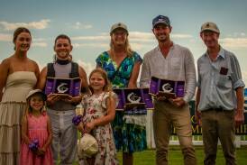Clint Lundholm (second from right) after winning the 2023 Western Districts heat with Listen To The Band. Plenty has happened in the 12 months since. Picture by Racing Photography