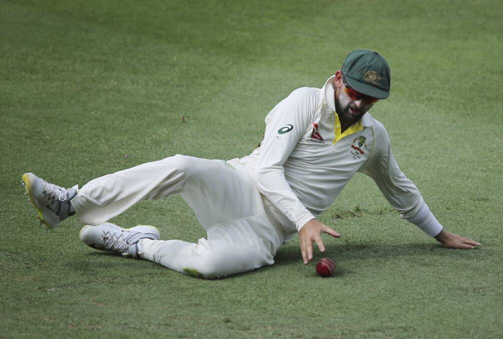 FALLING SHORT: The performances of Nathan Lyon (pictured) have been one of the few positives against Pakistan, says Stuart MacGill. Photo: AP