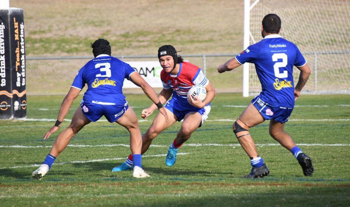 Young gun Malakai Folau got a start for Parkes on Sunday but the Spacemen fell well short against the Macquarie Raiders. Picture by Amy McIntyre