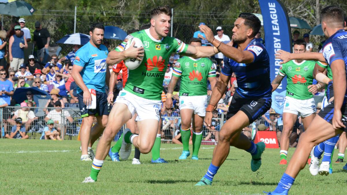 COUNTRY STRONG: Canberra's Curtis Scott earlier this year at Port Macquarie, a venue like Dubbo which is pushing to host an NRL game. Photo: SCOTT CALVIN