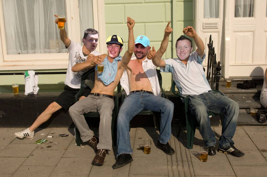 GOOD TIMES: (from left) Ben Knaggs, Mat Skinner, Nathan Munro, and Chris Morton have had reason to cheer. Photo digitally altered.