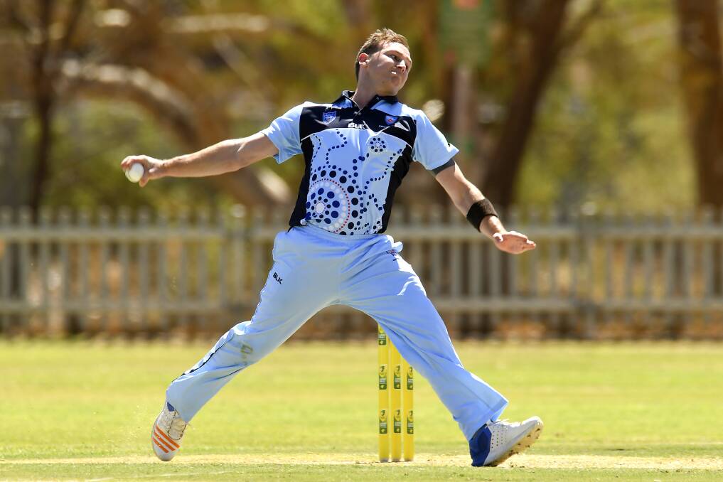 STEAMING IN: Ben Patterson in action during NSW's dominant start to the competition on Monday. Photo: CRICKET AUSTRALIA