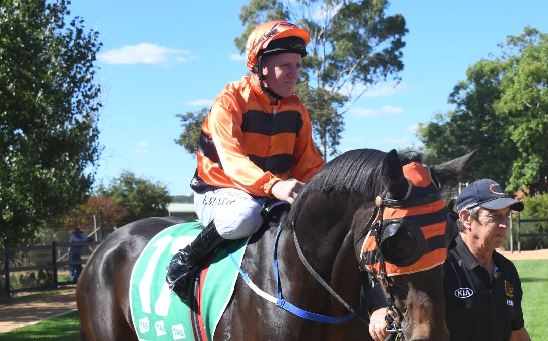 Ken Dunbar, pictured previously at Dubbo Turf Club, was in the saddle on Saturday when Couture scored a first win for trainer Daniel Stanley. Picture by Amy McIntyre