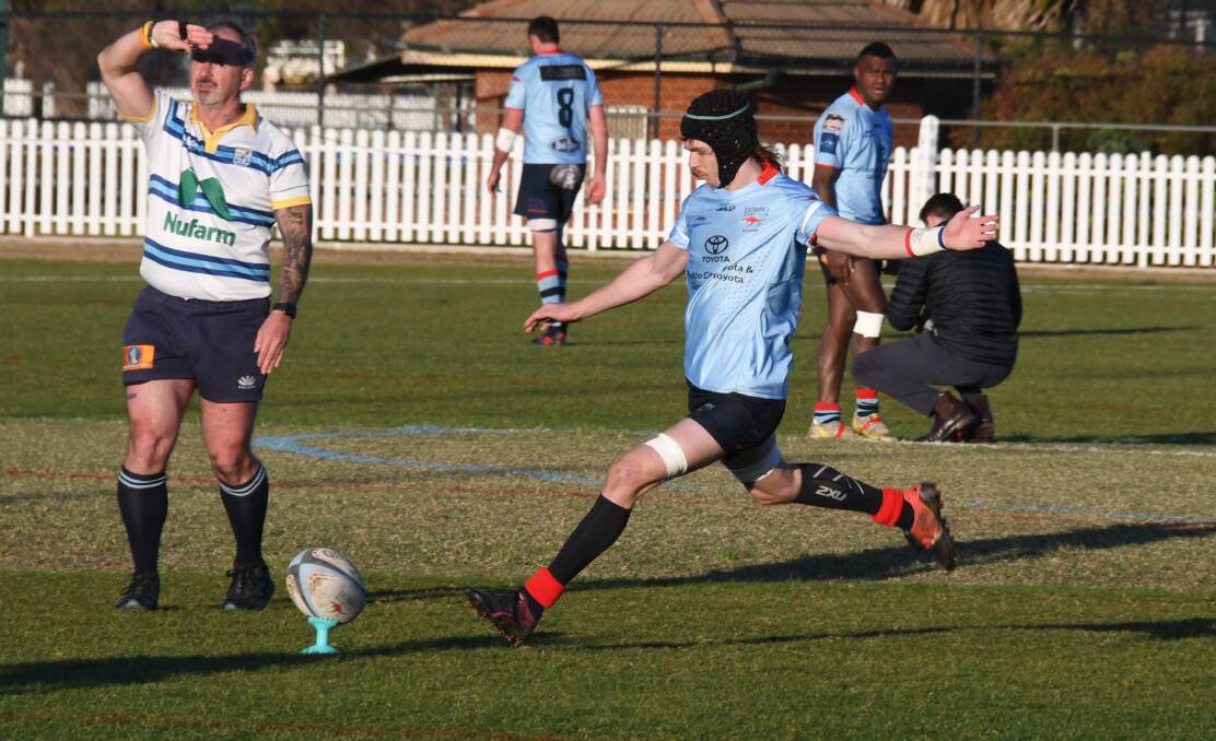 Calub Cook was one of the Dubbo Kangaroos' best again on Saturday as he scored two tries and booted four conversions and two penalties. Picture: Nick Guthrie