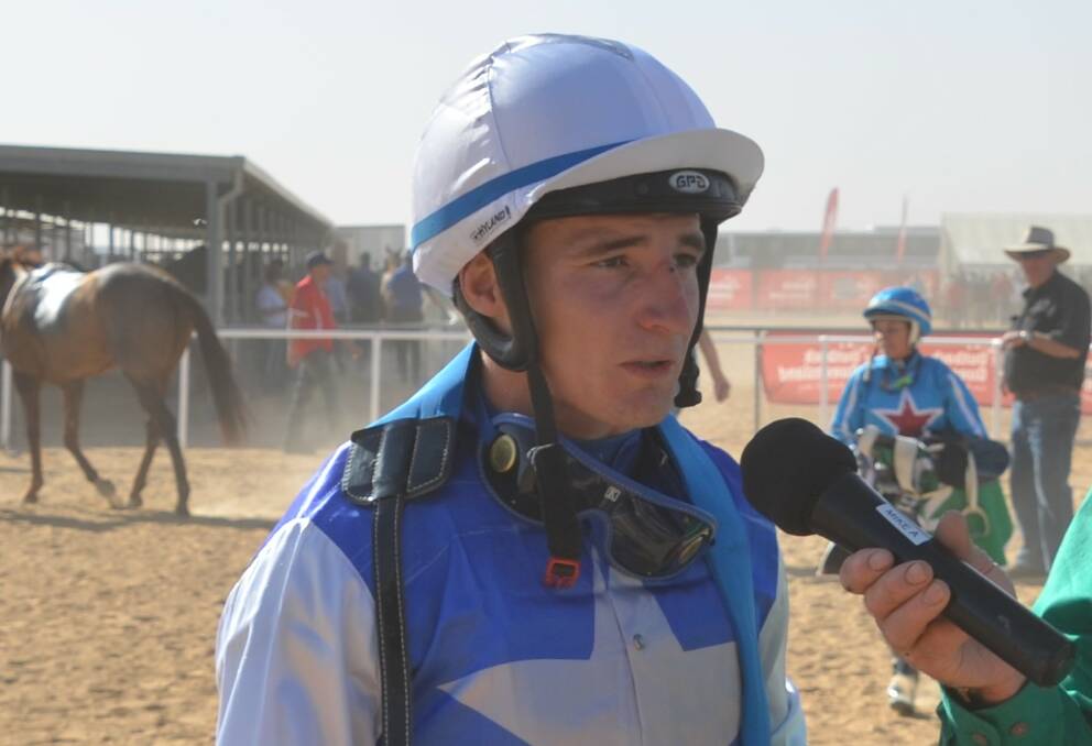 CUP DAY DOUBLE: Clayton Gallagher rode Blue Channel to victory in Saturday's Enngonia Cup. Photo: NORTH WEST STAR