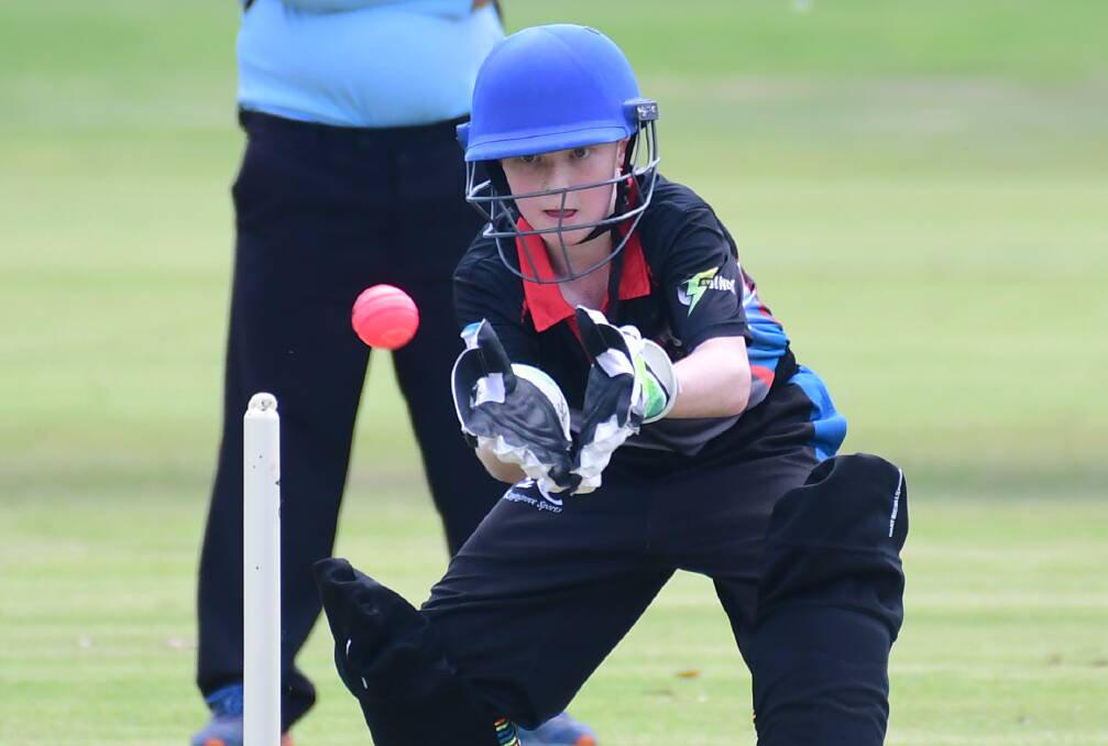 LEADING THE WAY: After doing a job with the gloves on Monday, Harry Yelland shone with both bat and ball for the Outlaws under 13s on Tuesday morning. Picture: Amy McIntyre
