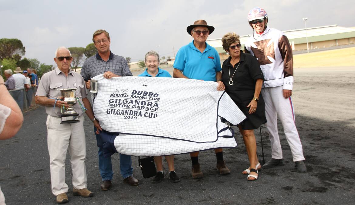 TOO GOOD: Mitch Turnbull with officials and connections after Dazzle Me's cup win on Sunday. Photo: COFFEE PHOTOGRAPHY