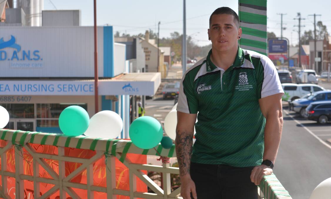 HOME COMFORTS: Corey Cox at the heavily decorated Castlereagh Hotel, the major sponsor of Dubbo CYMS, ahead of Sunday's grand final. Photo: NICK GUTHRIE