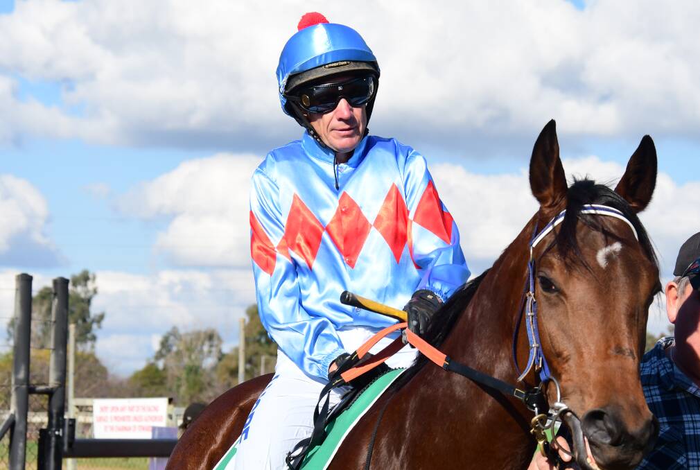 TON OF FUN: Greg Ryan pictured at Dubbo Turf Club on Sunday, where he rode his 100th winner for the 2019/20 season. Photo: AMY McINTYRE