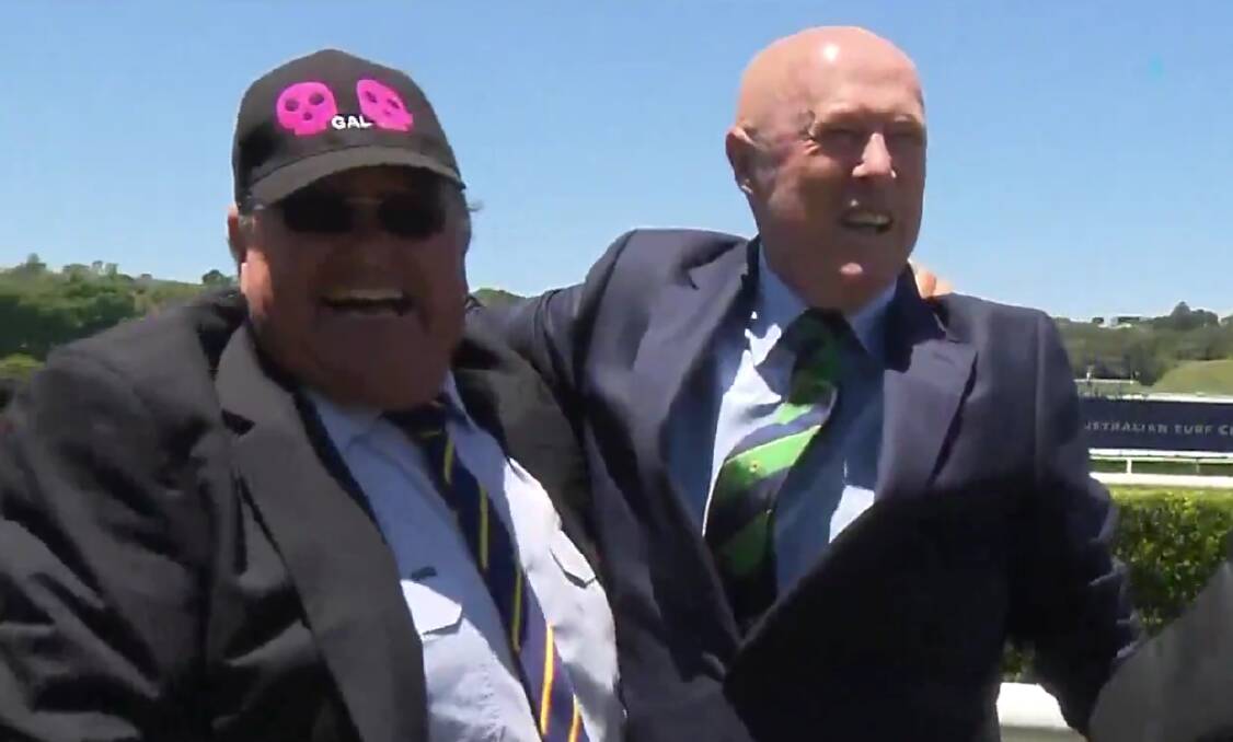 Gallant Star owners David Ringland (left) and former Australian Test cricketer Kerry O'Keeffe. Picture by Channel 7