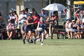 Dubbo under 12 players celebrate a try in front of the strong crowd at the Lady Cutler fields. Picture by Nick Guthrie