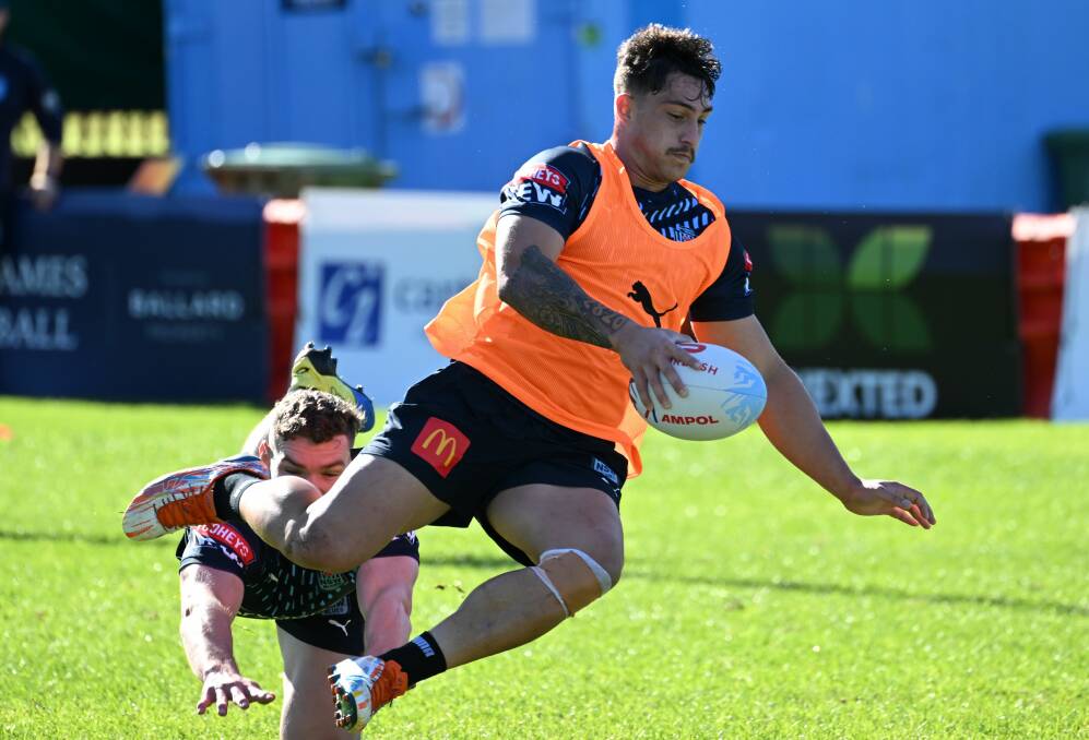REPRESENT: Kotoni Staggs pictured in action at NSW State of Origin training this week. Picture: NRL Photos