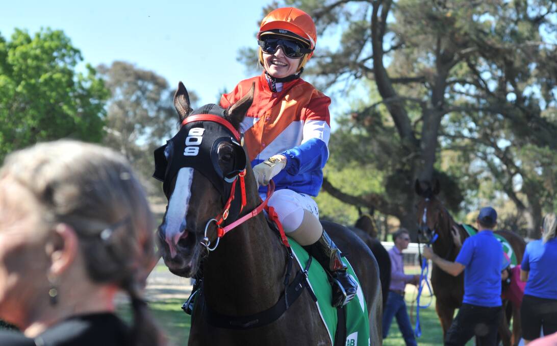 BACK AGAIN: Courtney Van Der Werf will be in the saddle of Beau Hoffa again on Monday when the pair combine at Dubbo Turf Club. Photo: JUDE KEOGH