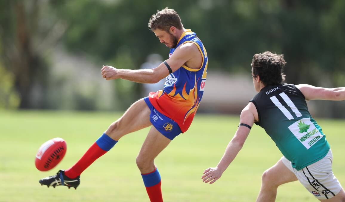 BOOT IT: Mitch McKechnie was praised for his efforts for the Demons and round one and now he and his side head to Cowra chasing a first win of 2019. Photo: PHIL BLATCH