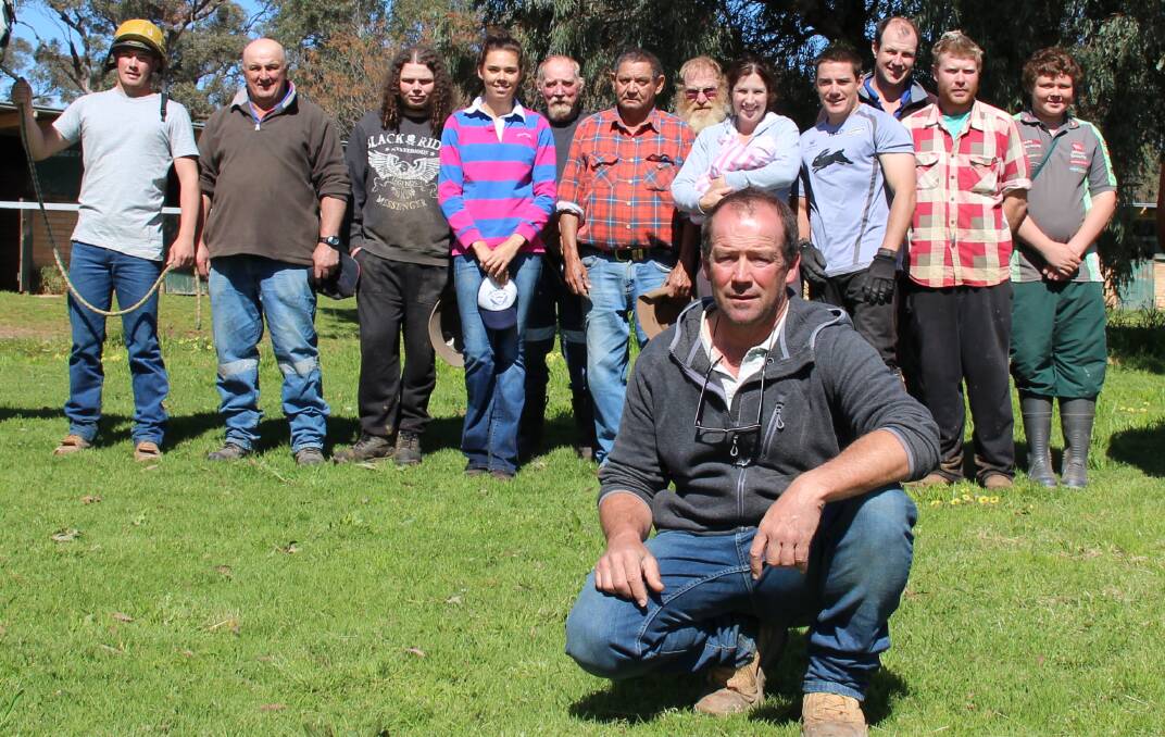 HUNTING WINNERS: Brett Thompson, pictured with his team at his Gulgong base, has two shots at success in the Tooraweenah Cup. Photo: MUDGEE GUARDIAN