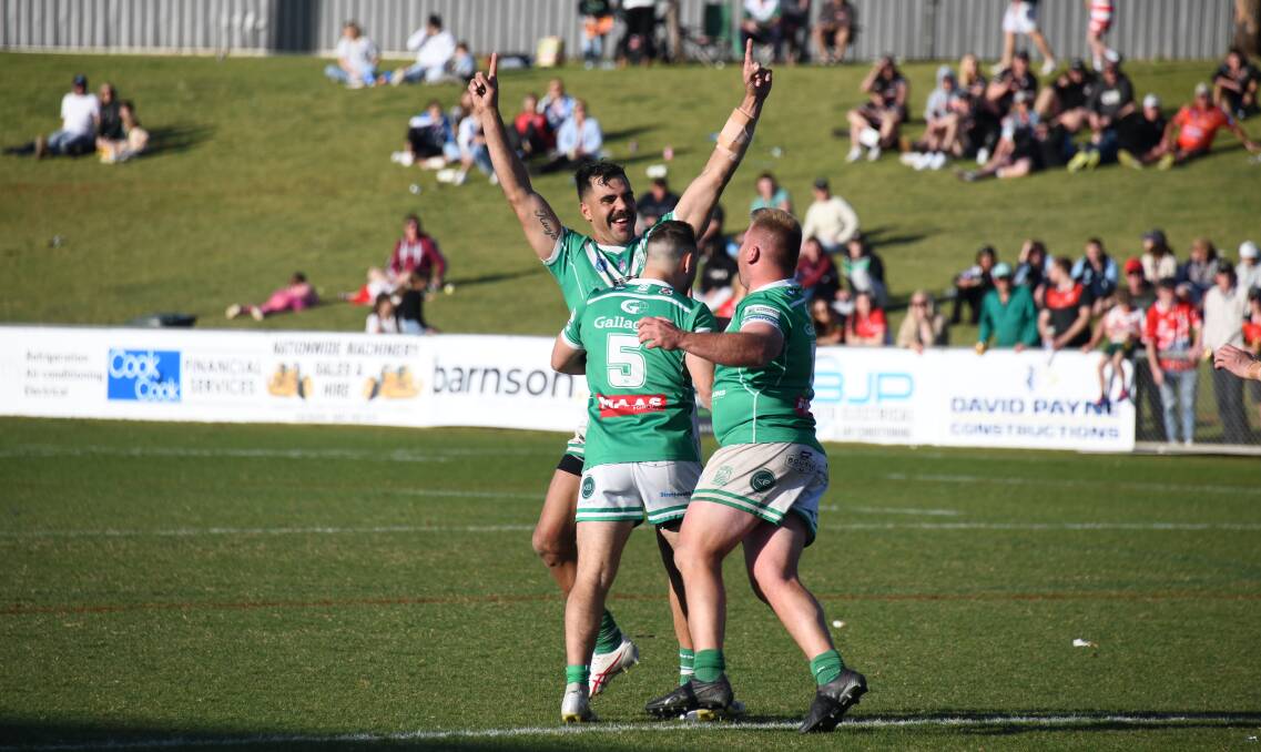 Jeremy Thurston celebrates during Dubbo CYMS' 2023 grand final win. Picture by Amy McIntyre