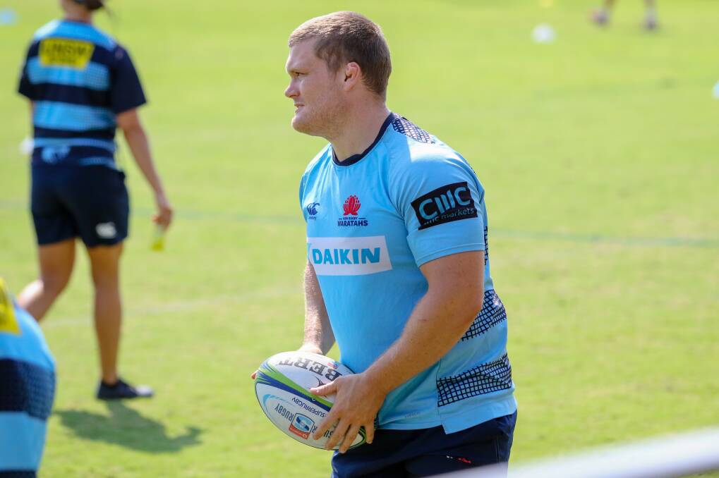 BACK AGAIN: Tom Robertson, pictured at Waratahs training recently, has been named in the NSW Waratahs squad for the first time since rupturing his anterior cruciate ligament. Photo: BETH NEWMAN/RUGBY.COM.AU