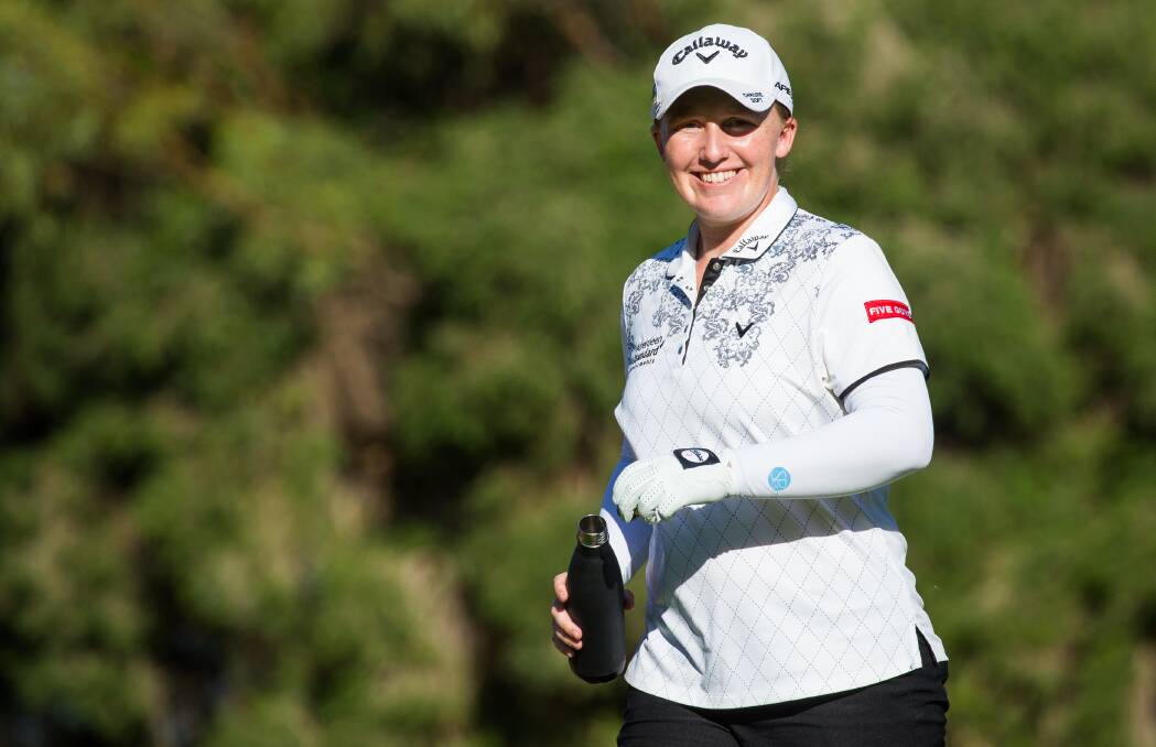 SETTING THE TONE: Gemma Dryburgh was all smiles on Thursday as she finished the NSW Open first round as co-leader. Photo: TRISTAN JONES