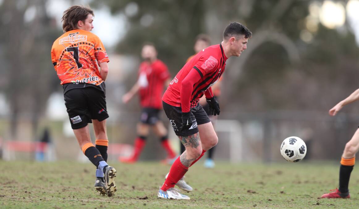 Paul Long got a goal back for Panorama FC in Saturday's game against Mudgee Wolves but it wasn't enough as his side went down 2-1. Picture: Phil Blatch