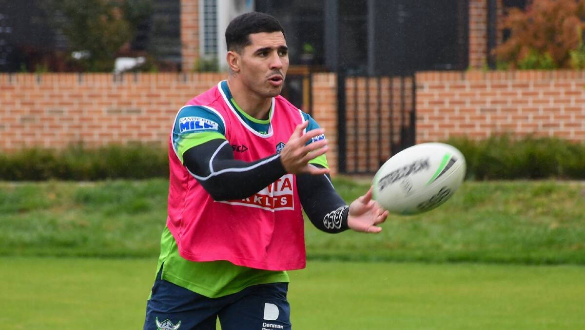 BACK IN ACTION: Jamal Fogarty has made a welcome return to training and could be back playing for Canberra sooner than expected. Picture: Raiders Media