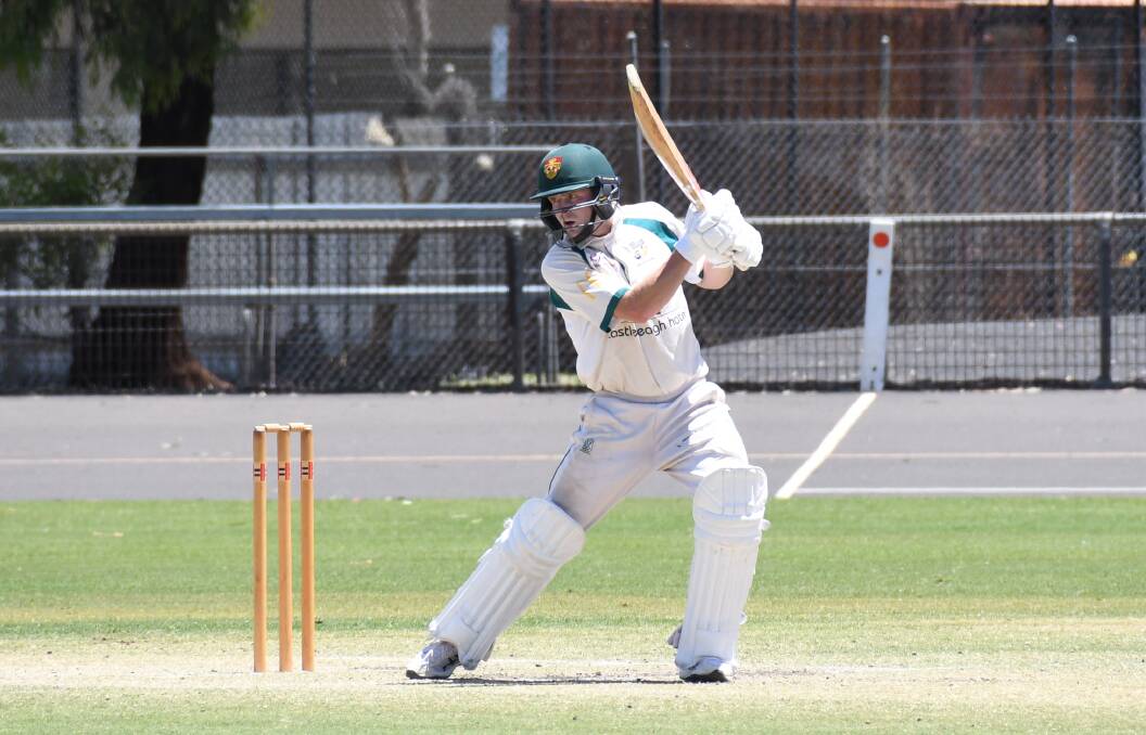 GETTING IT DONE: Stuart Naden battled at times but stuck it out and went on to make 85 for CYMS in Saturday's RSL-Whitney Cup win over Macquarie at No. 1 Oval. Photo: AMY McINTYRE