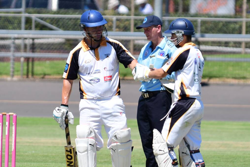 DOING A JOB: Wayne Dunlop (left) and Mitch Russo combined in a 164-run stand to help give Newtown day one bragging rights. Photo: BELINDA SOOLE