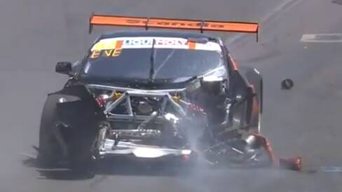 DAMAGE: Tyler Everingham was hospitalised after his severe crash at Bathurst but was soon cleared of any major injury.