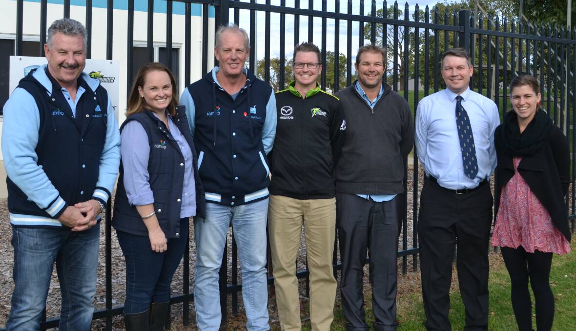 READY: Steve Small of the Baggy Blues, RAMHP's Camilla Kenny, Phil Marks of the Baggy Blues, Cricket NSW Development Officer Matt Ellis, Wes Giddings of Dubbo Regional Council, Dubbo and District Cricket Association's Jeff Shanks and Tracey Whillock of Dubbo Regional Council met in Dubbo on Wednesday. Photo: NICK GUTHRIE