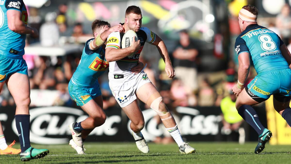 ON THE CHARGE: Kaide Ellis, pictured in his NRL debut, has signed with the Dragons for the rest of the 2020 season. Photo: NRL PHOTOS