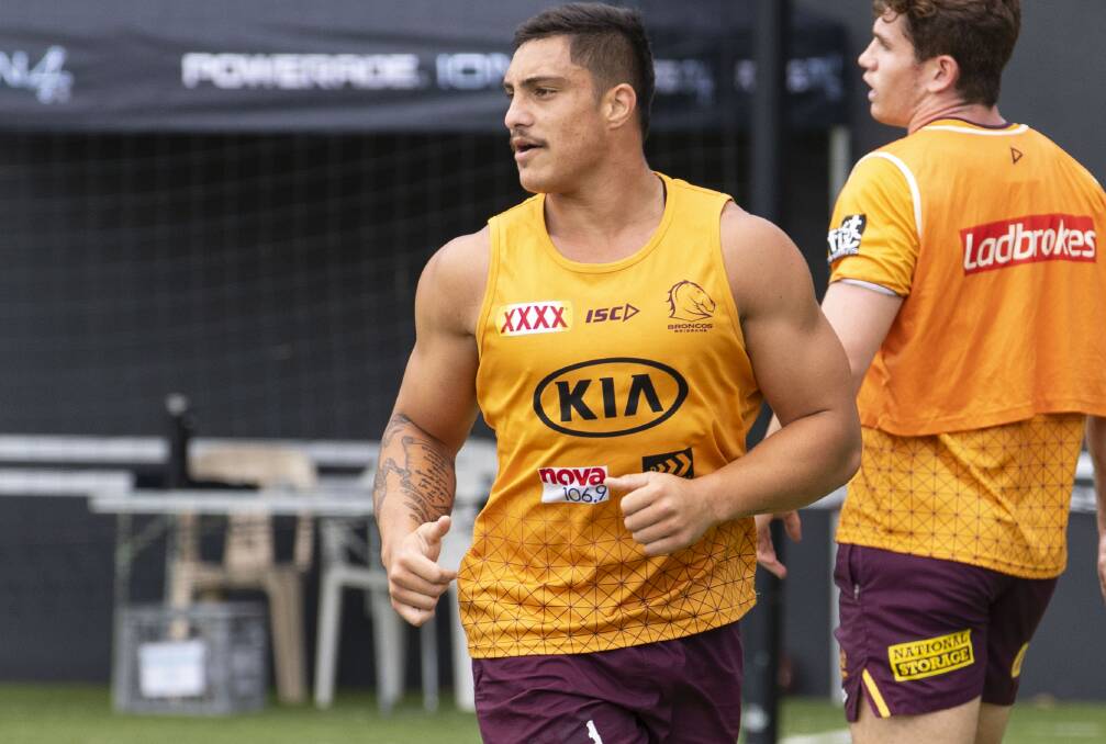 CHANCE: Kotoni Staggs, pictured at training last week, starred for the Brisbane Broncos on Friday night. Photo: BRISBANE BRONCOS