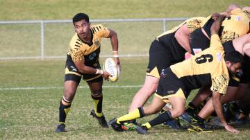 Evan Iewego, pictured in action last season, was one of the Dubbo Rhinos players shown a card in Saturday's season opener. Picture by Amy McIntyre