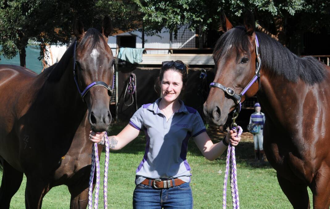 DOUBLE UP: Jockey Angela Cooper her family's chances in Sunday's $150,000 event, Watch Me Sizzle (left) and Gannett Peak. Picture: Nick Guthrie