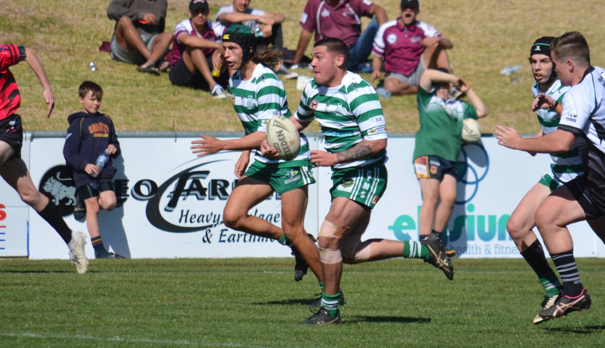 LEADING THE WAY: Dubbo CYMS co-captains Colby Peckham (with ball) and Aiden Lake will both be vital for their side in Sunday's grand final. Photo: NICK GUTHRIE